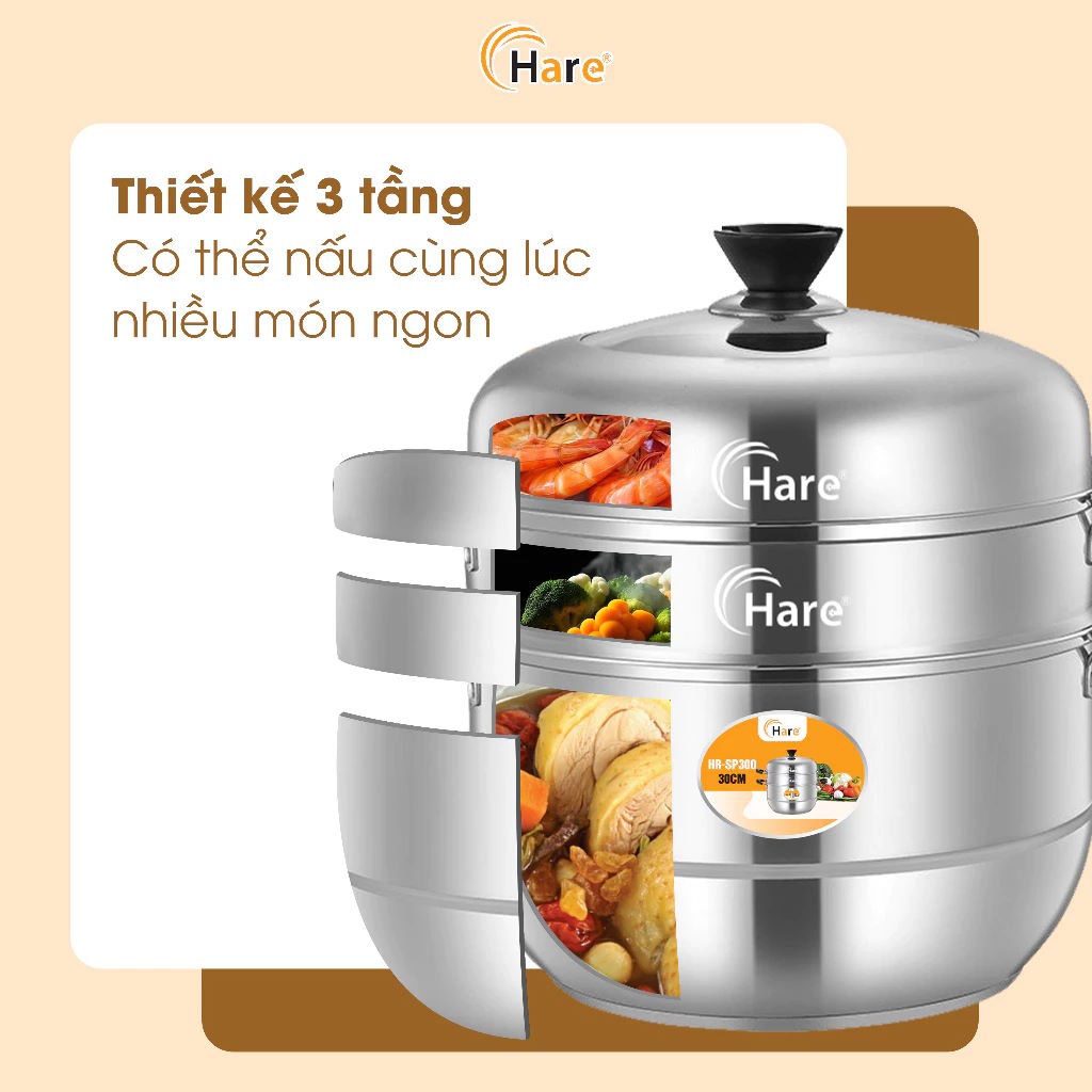 Nồi hấp 3 tầng Hare HR-SP300