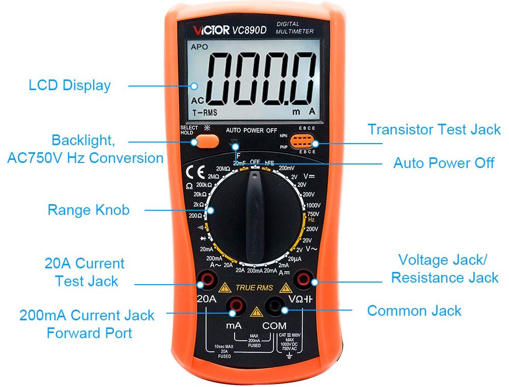 Chức năng đo điện áp Đồng hồ vạn năng Victor VC890D