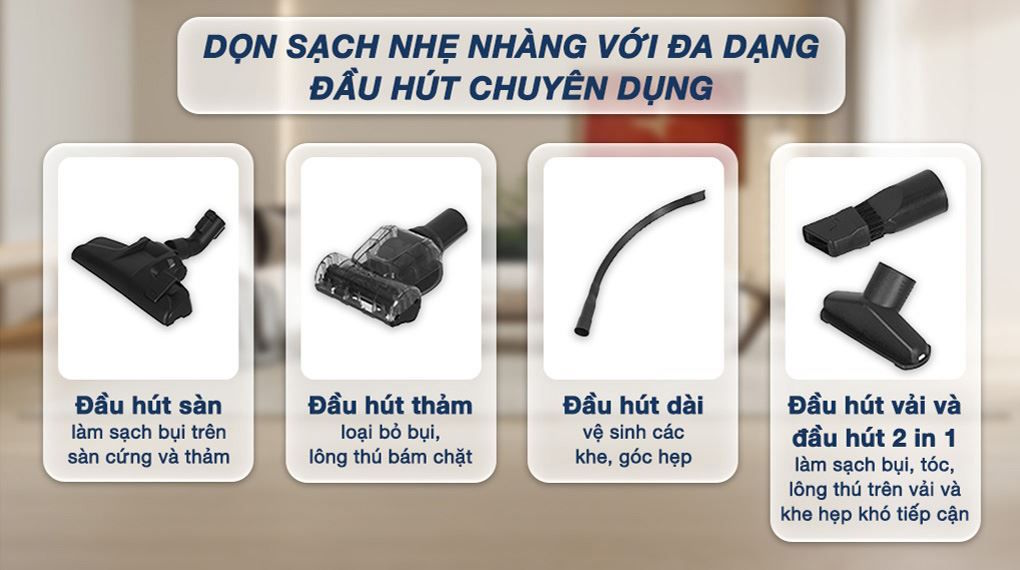 Đa dạng đầu hút chuyên dụng Máy hút bụi Electrolux