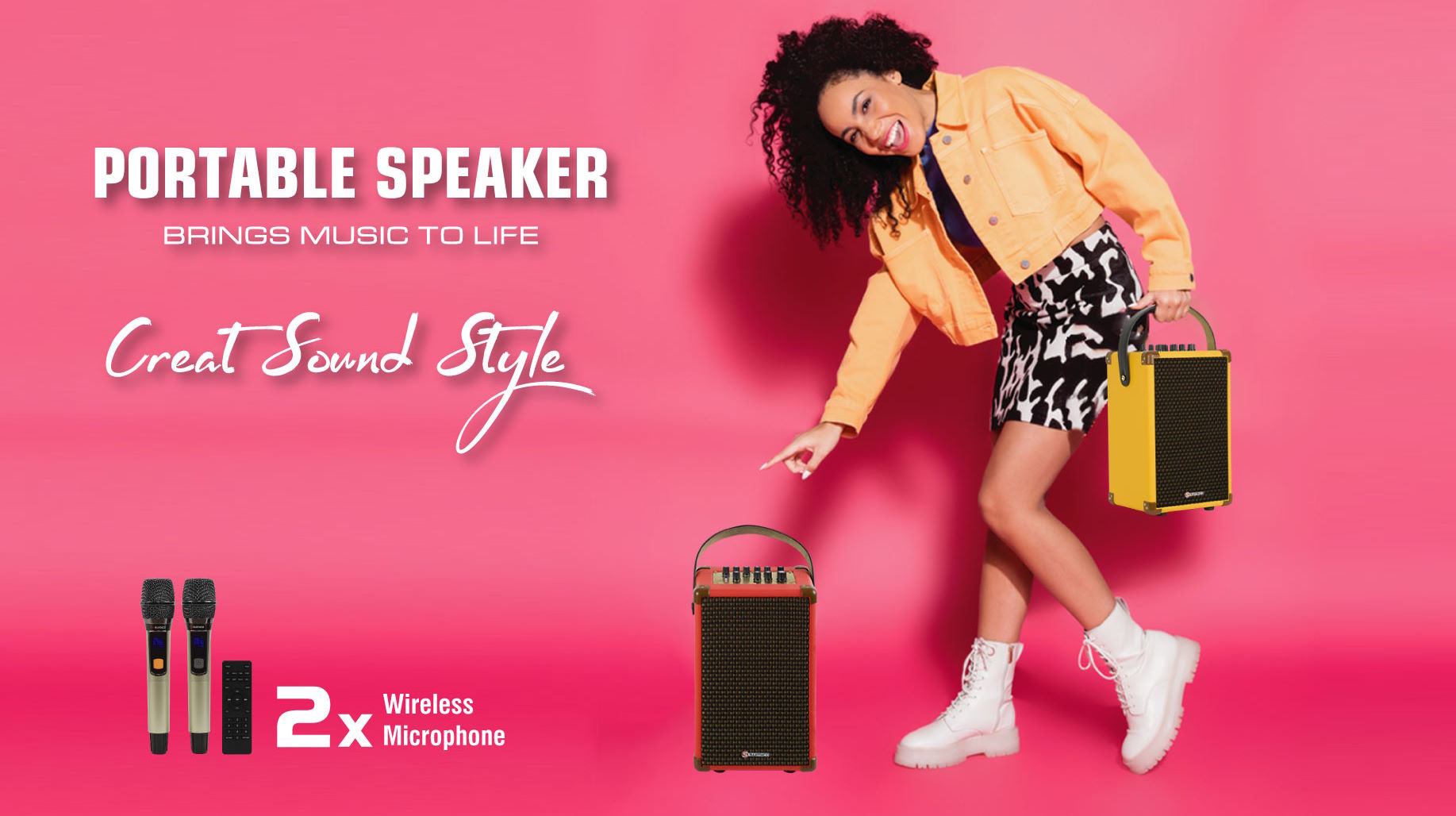 Tích hợp 2 micro không dây cao cấp Loa karaoke di động Sumico Bella 51