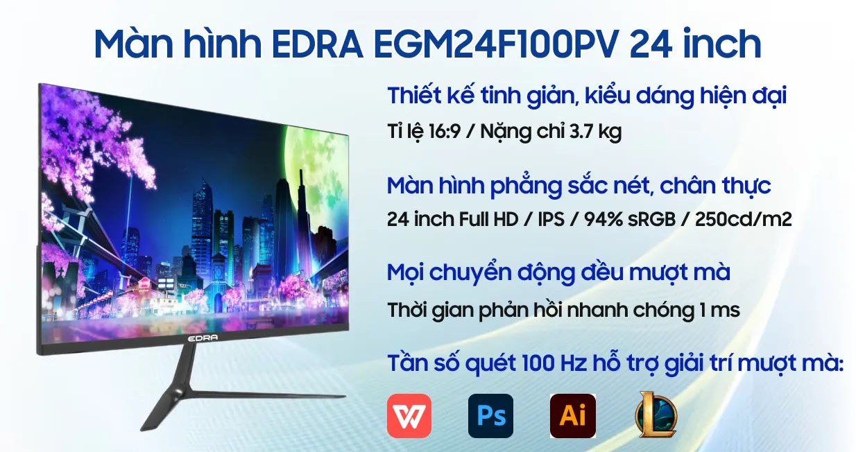 Màn hình gaming E-DRA EGM24F100PV 23.8 inch FullHD