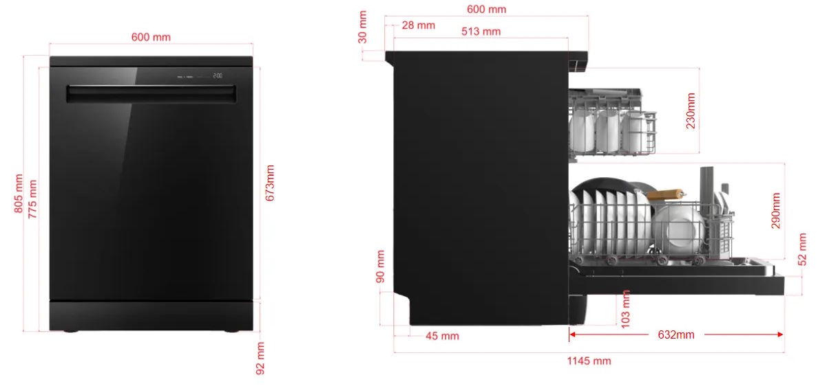 Máy rửa bát Eurosun SMS82EU88GB Máy rửa bát Eurosun SMS82EU88GB