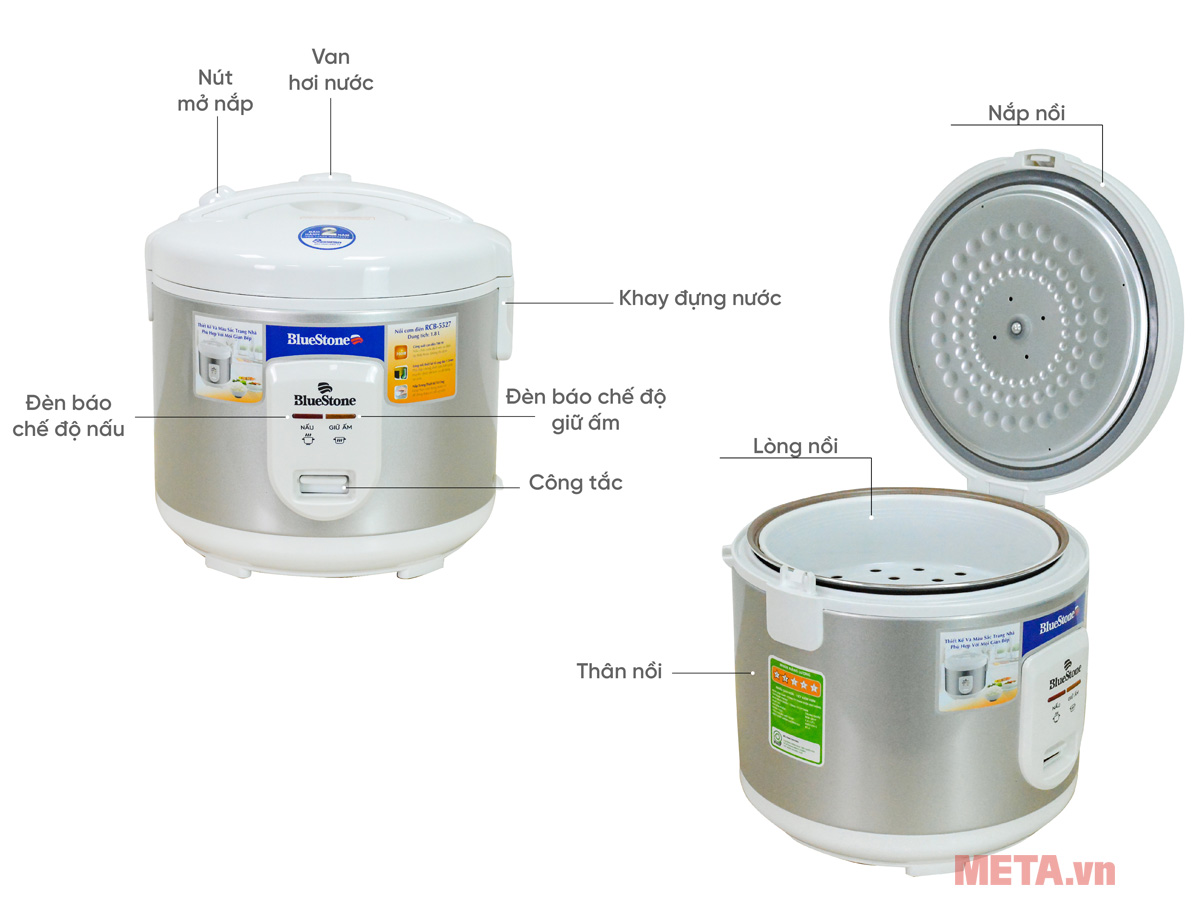 Cấu tạo Nồi cơm điện nắp gài BlueStone RCB-5527 Cấu tạo Nồi cơm điện nắp gài BlueStone RCB-5527
