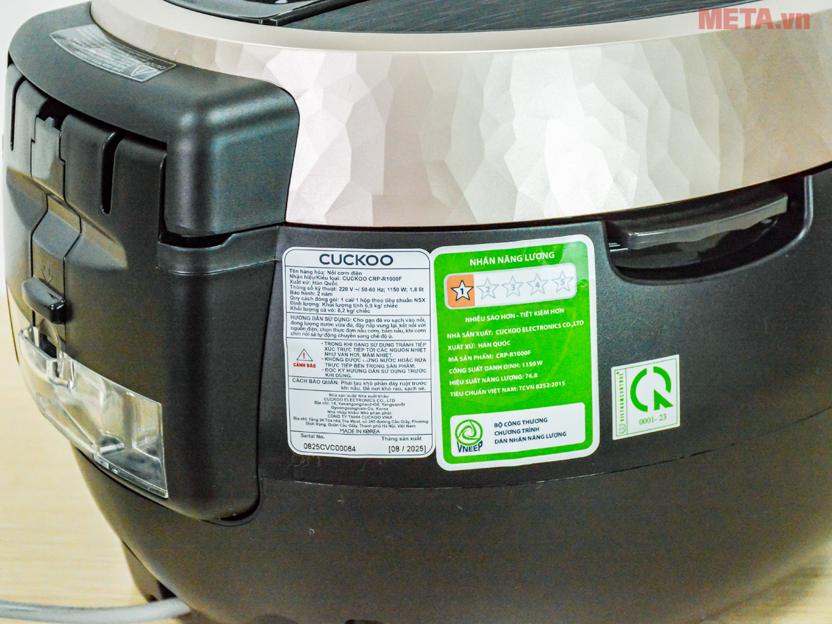 Tem dán nhãn năng lượng của nồi cơm Cuckoo CRP-R1000F/BKGBCRVNCV Cuckoo CRP-R1000F/BKGBCRVNCV