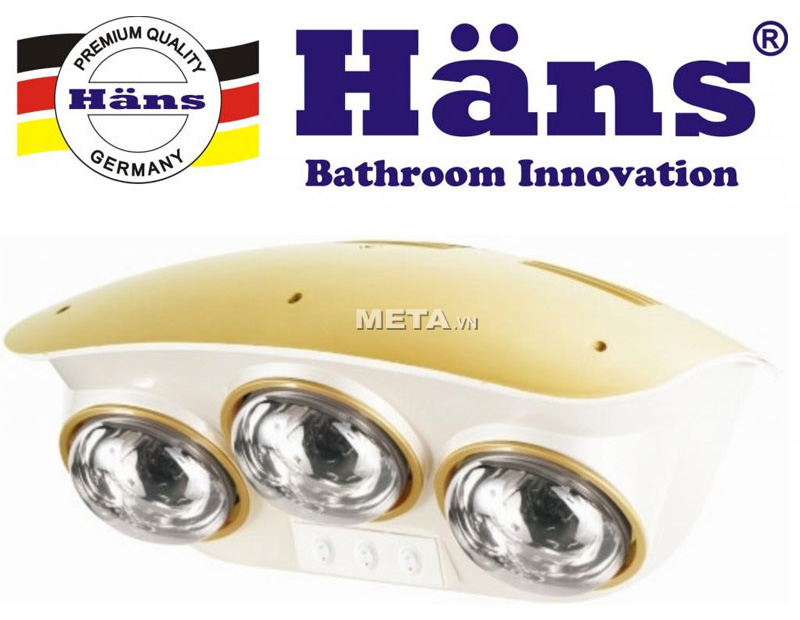 Đèn sưởi nhà tắm hồng ngoại Hans 3 bóng H3B mẫu mã cũ 