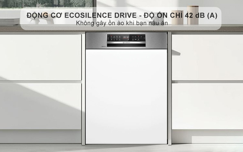 Động cơ EcoSilence Drive – Hoạt động siêu êm chỉ 42 dB(A) Máy rửa bát Bosch