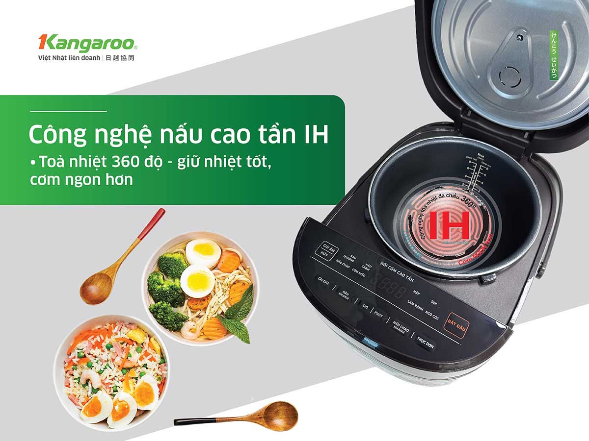Công nghệ nấu cao tần IH – Gia nhiệt đa chiều 360° Nồi cơm Kangaroo 1.5 lít KG15RIH1