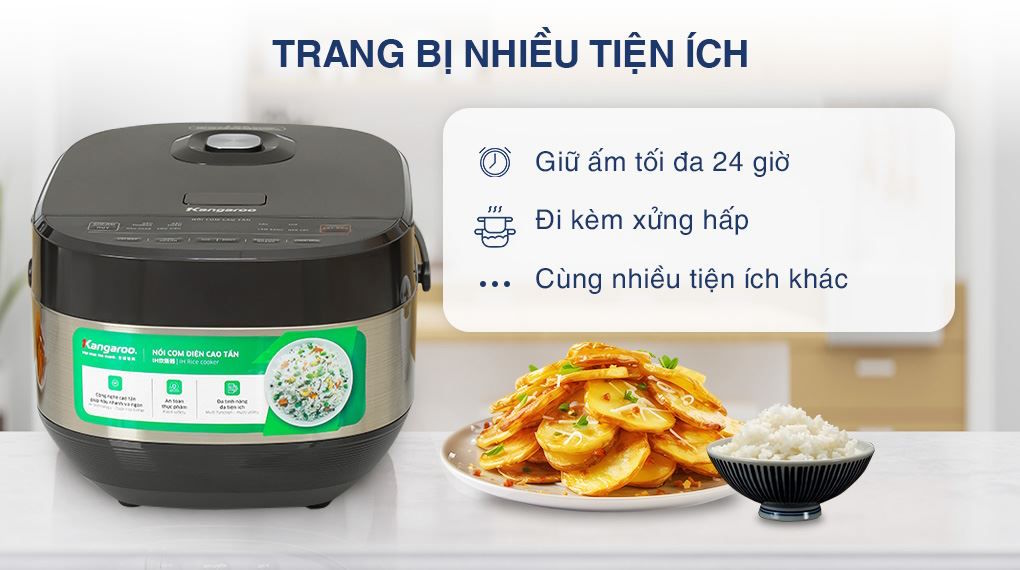 Tiện ích khác – Hẹn giờ nấu và phụ kiện đầy đủ Nồi cơm Kangaroo