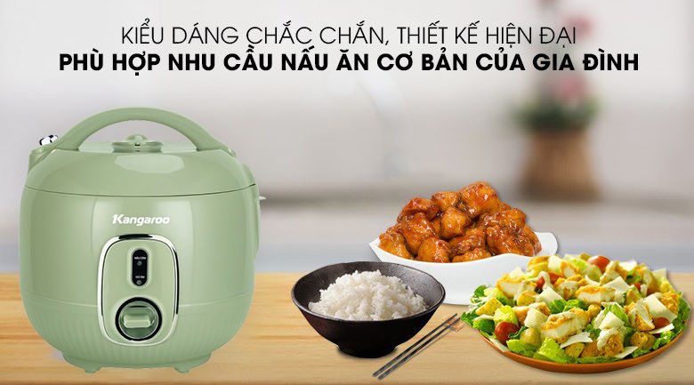 Thiết kế hiện đại, nhỏ gọn Nồi cơm điện Kangaroo 1 lít KGRC10M1