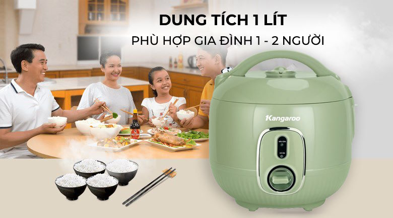 Dung tích 1 lít – Công suất 400W, tiết kiệm điện Nồi cơm điện Kangaroo KGRC10M1
