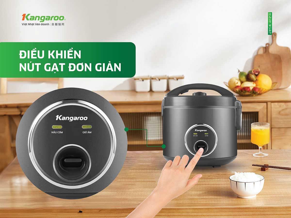 Bảng điều khiển nút gạt cơ học dễ sử dụng Nồi cơm điện Kangaroo