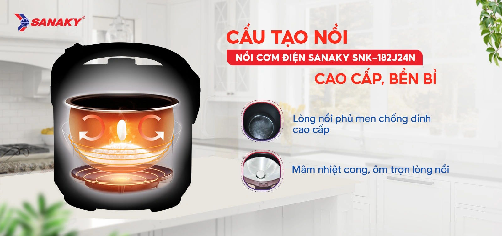 Nồi cơm điện Sanaky SNK-182J24N 1.8 lít