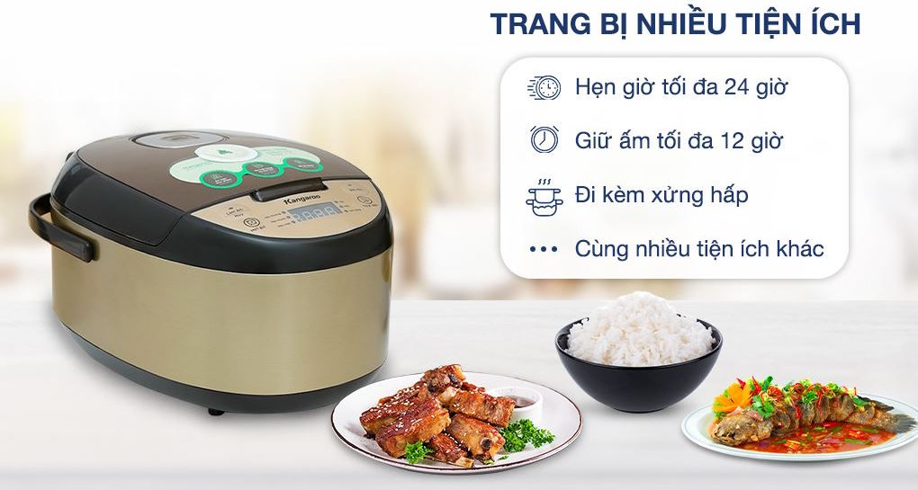 Tiện ích thông minh – hẹn giờ, giữ ấm và phụ kiện đi kèm Kangaroo KG15RCE2