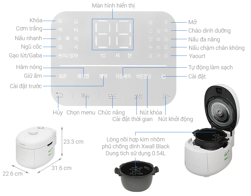 Nồi cơm điện tử áp suất Cuckoo CRP-T0310FGW Nồi cơm điện tử áp suất Cuckoo CRP-T0310FGW