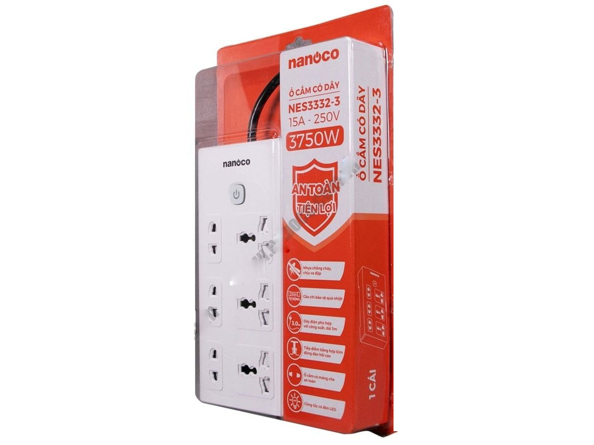 Ổ cắm có dây Nanoco NES3332-3 Ổ cắm có dây Nanoco NES3332-3