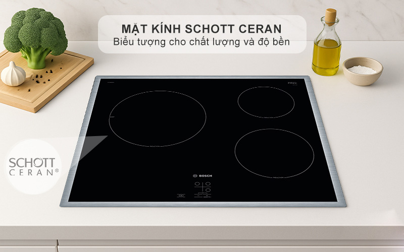Mặt kính Schott Ceran cao cấp – Bền bỉ, sang trọng Bếp từ âm Bosch PUC64RAA5E