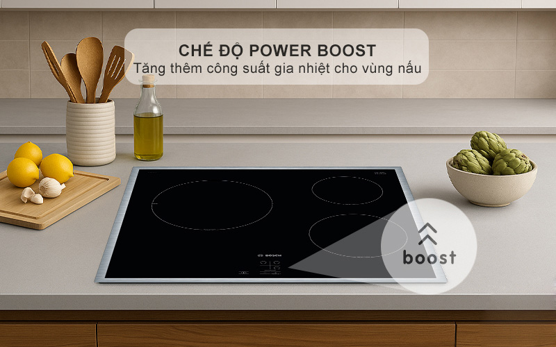 Gia nhiệt nhanh chóng với chức năng PowerBoost Bosch PUC64RAA5E