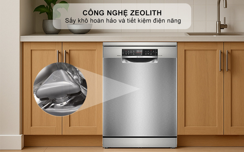 Công nghệ sấy Zeolith – Khô hoàn hảo, tiết kiệm năng lượng Bosch SMS6ZCI01P