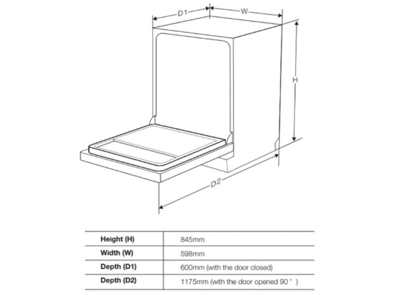 Kích thước của Eurosun SMS81EU19EB Eurosun SMS81EU19EB