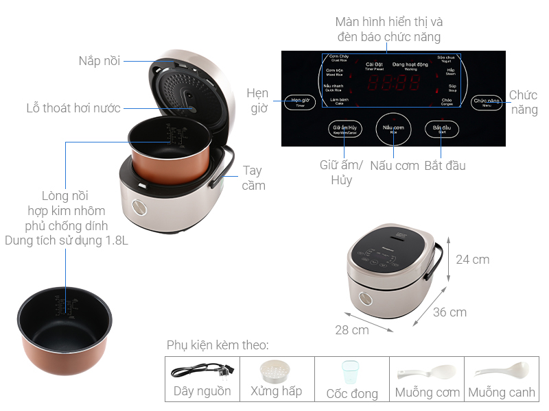 Cấu tạo của nồi cơm điện tử Kangaroo Nồi cơm điện tử Kangaroo
