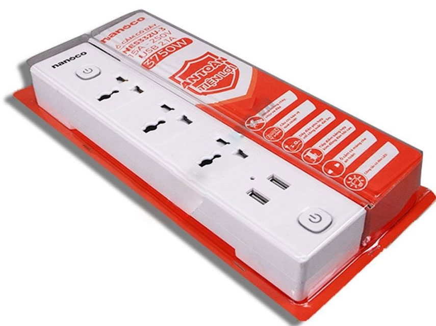 Ổ cắm có dây Nanoco NES332U-3 Ổ cắm có dây Nanoco NES332U-3