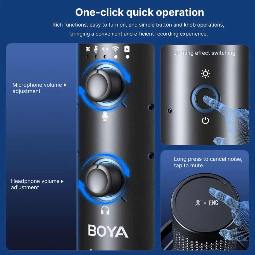 Điều khiển trực tiếp và chân đế chống sốc Microphone để bàn Boya K5