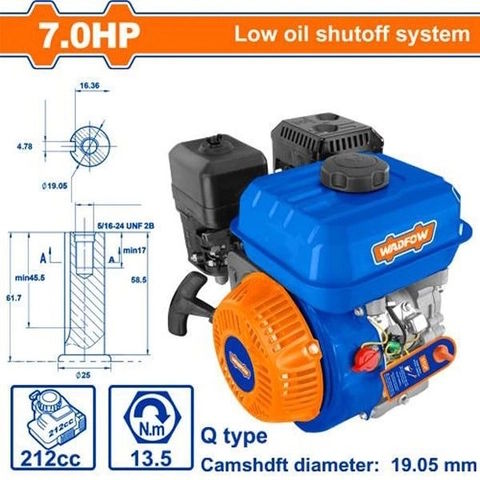 Động cơ nổ 4 thì chạy xăng 7HP Wadfow WGNAA1706Q