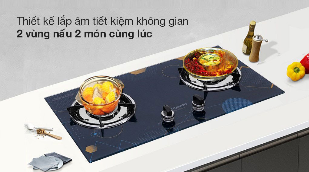Bếp gas âm đôi kính Kangaroo KG536B