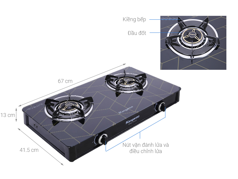 Bếp gas đôi dương kính Kangaroo KG526M Bếp gas đôi dương kính Kangaroo KG526M