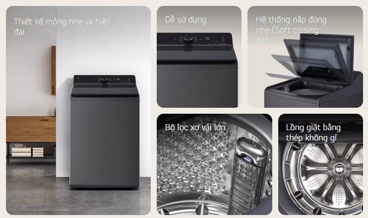 Máy giặt sở hữu kiểu dáng mỏng nhẹ, hiện đại Máy giặt