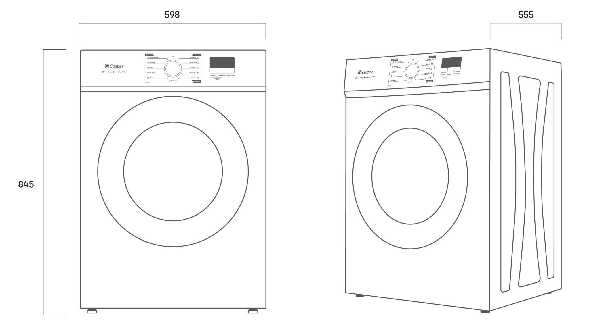 Máy sấy thông hơi Casper 9kg TD-E9VG1