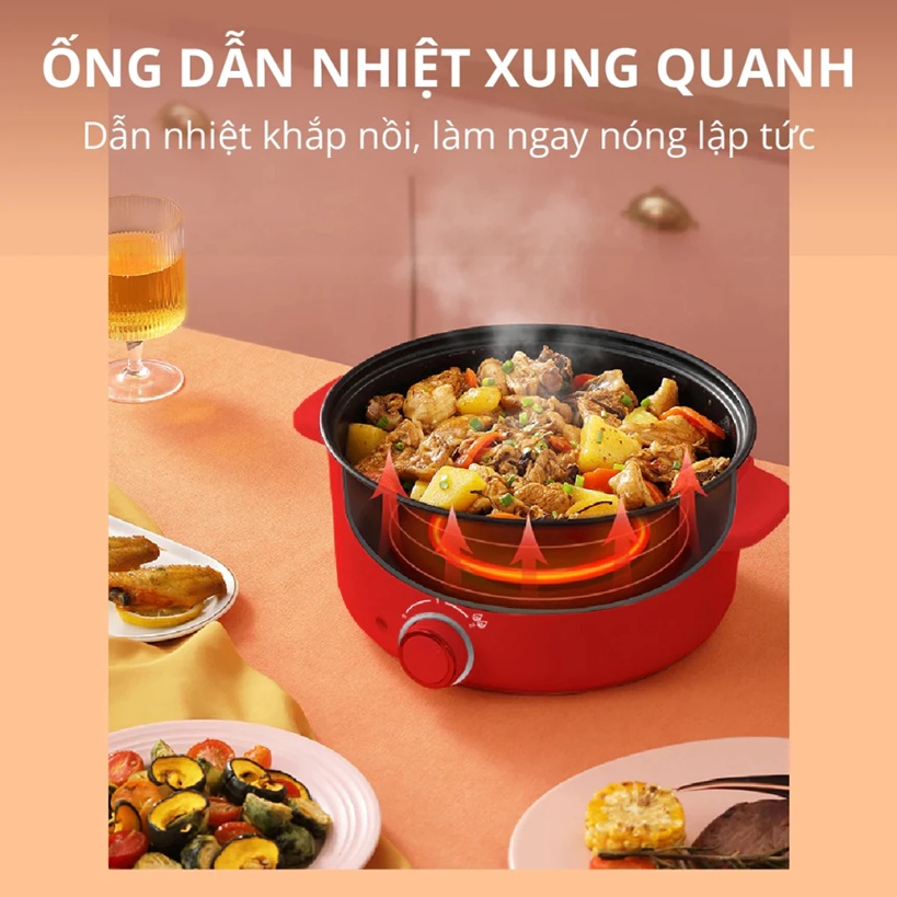 Nồi lẩu điện 4 lít Mishio MK328 hoạt động với công suất tối đa là 1.300W