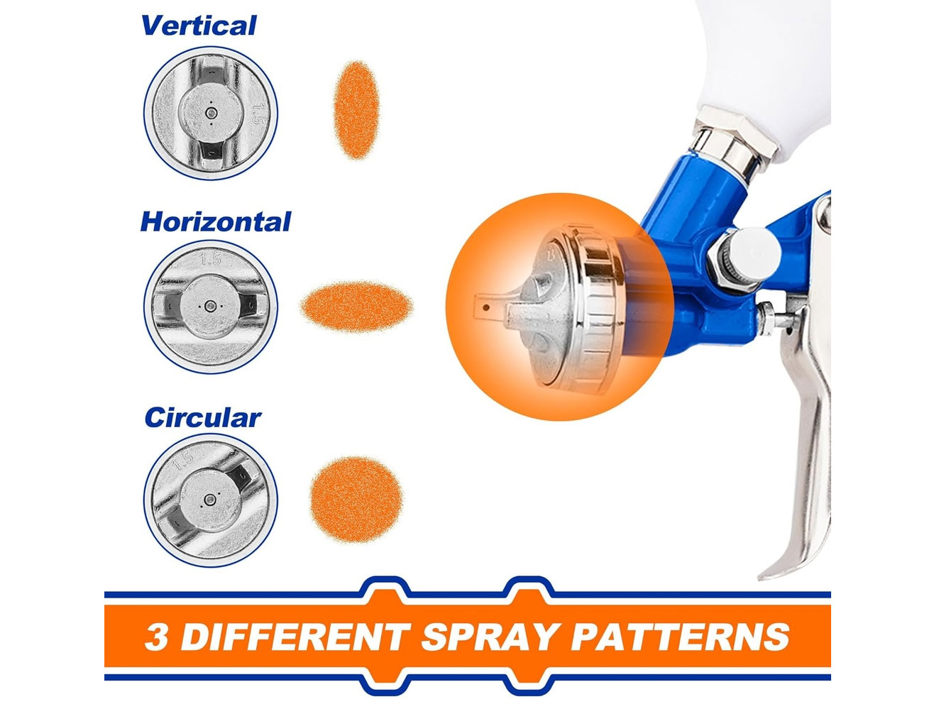 Wadfow WGA1504 tùy chọn 2 đầu phun 1.2mm - 1.8mm Wadfow WGA1504