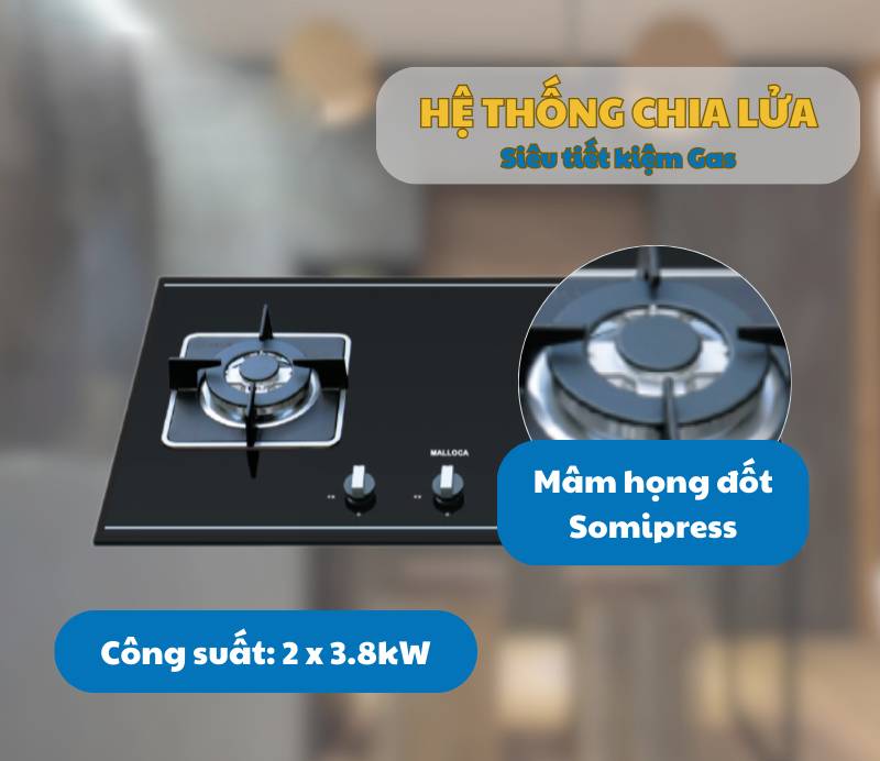 Bếp gas âm có hệ thống chia lửa tiết kiệm gas Bếp gas âm