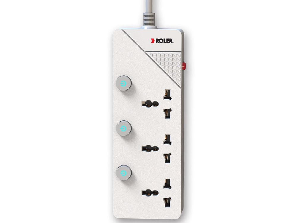Ổ cắm điện 3 lỗ cắm Roler RES-1001.3 (Màu trắng)