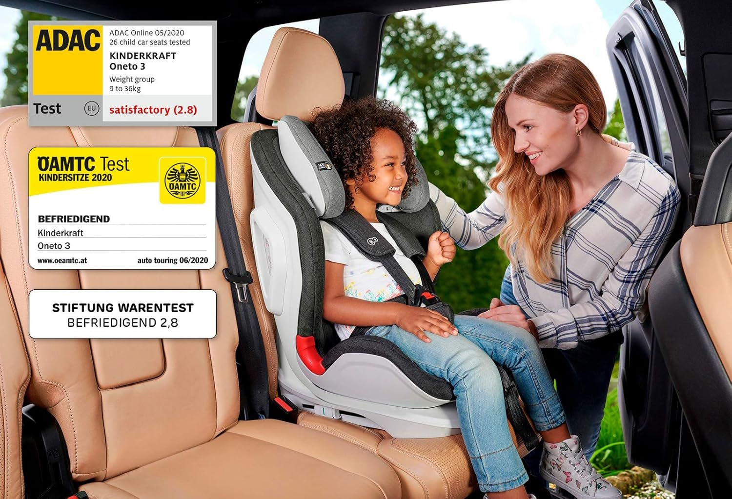 Cố định chắc chắn với ISOFIX và Top Tether Ghế ngồi ô tô cho bé Kinderkraft ONETO3