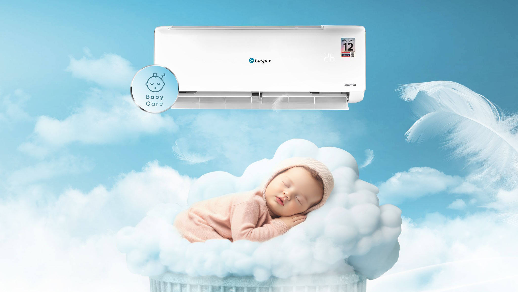 Chế độ BabyCare êm dịu cho trẻ nhỏ Máy lạnh Casper ProAir JC-18IU36