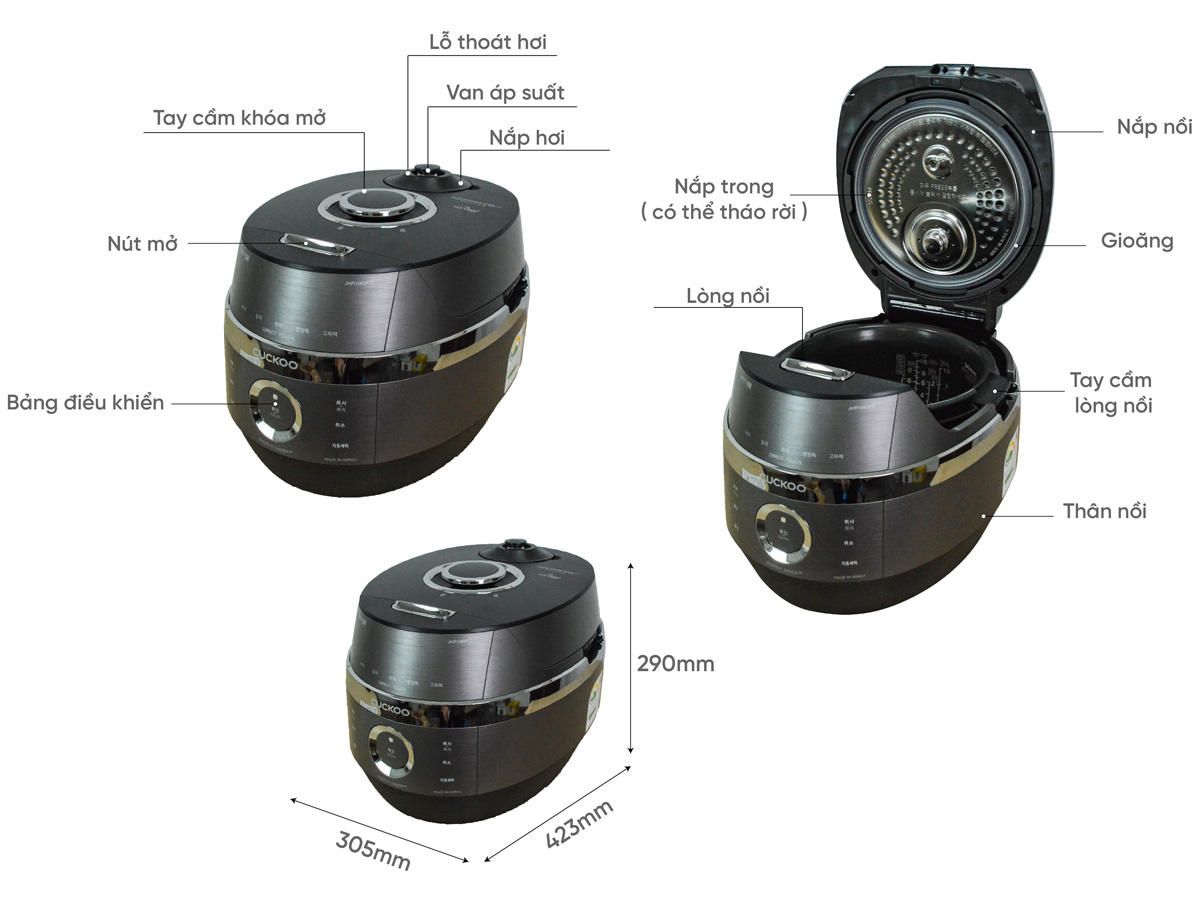 Cấu tạo nồi cơm cao tần Cuckoo CRP-JHR1060FD Cấu tạo nồi cơm cao tần Cuckoo CRP-JHR1060FD