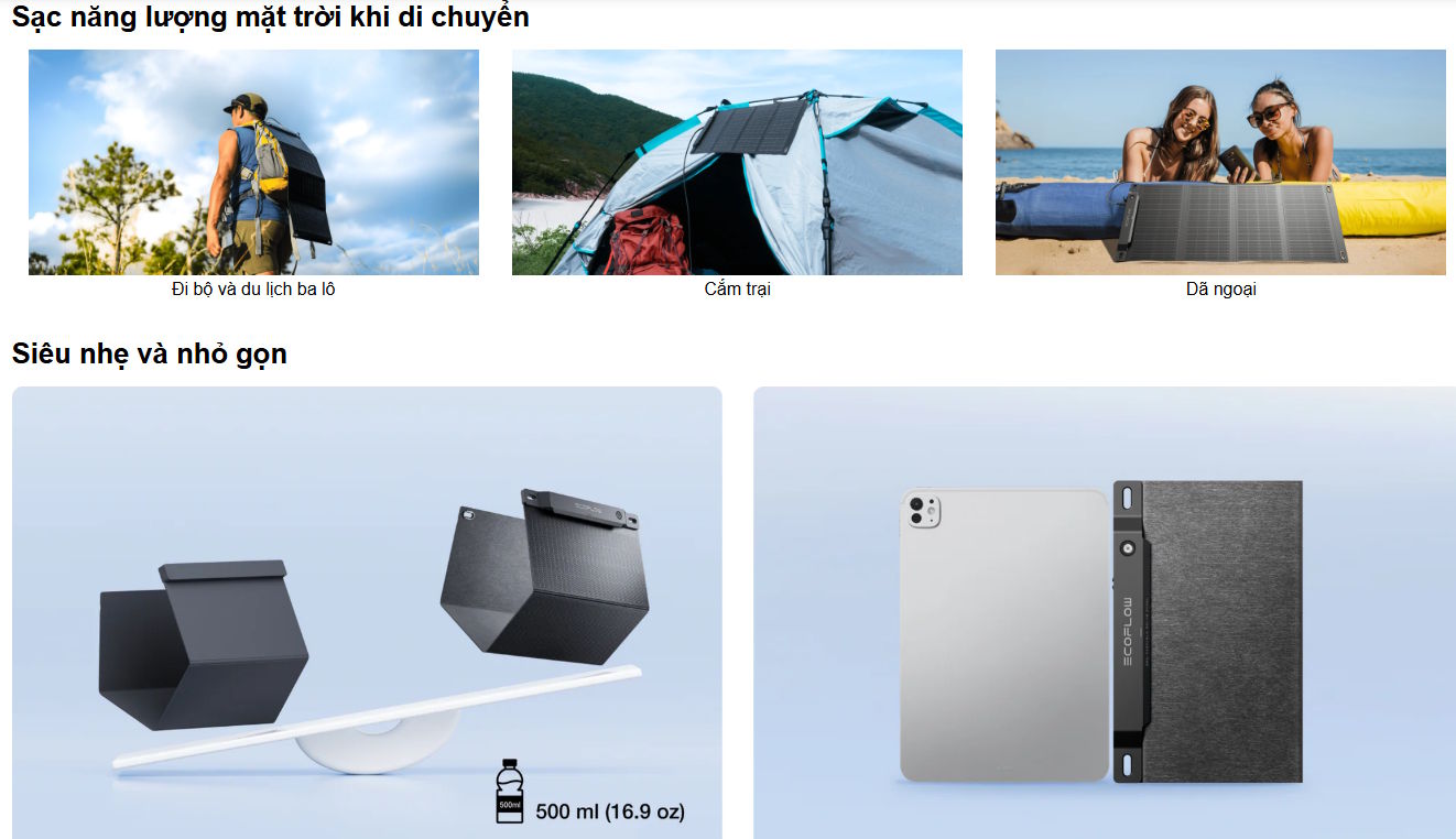Tấm pin năng lượng mặt trời EcoFlow siêu nhẹ và nhỏ gọn Tấm pin năng lượng mặt trời EcoFlow