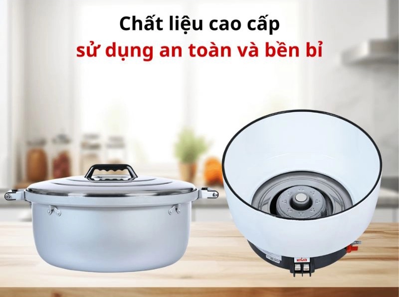 Nồi cơm gas Kiwa MK-92RA được sản xuất trên dây chuyền công nghệ hiện đại, từ những chất liệu cao cấp Nồi cơm gas Kiwa MK-92RA được sản xuất trên dây chuyền công nghệ hiện đại, từ những chất liệu cao cấp