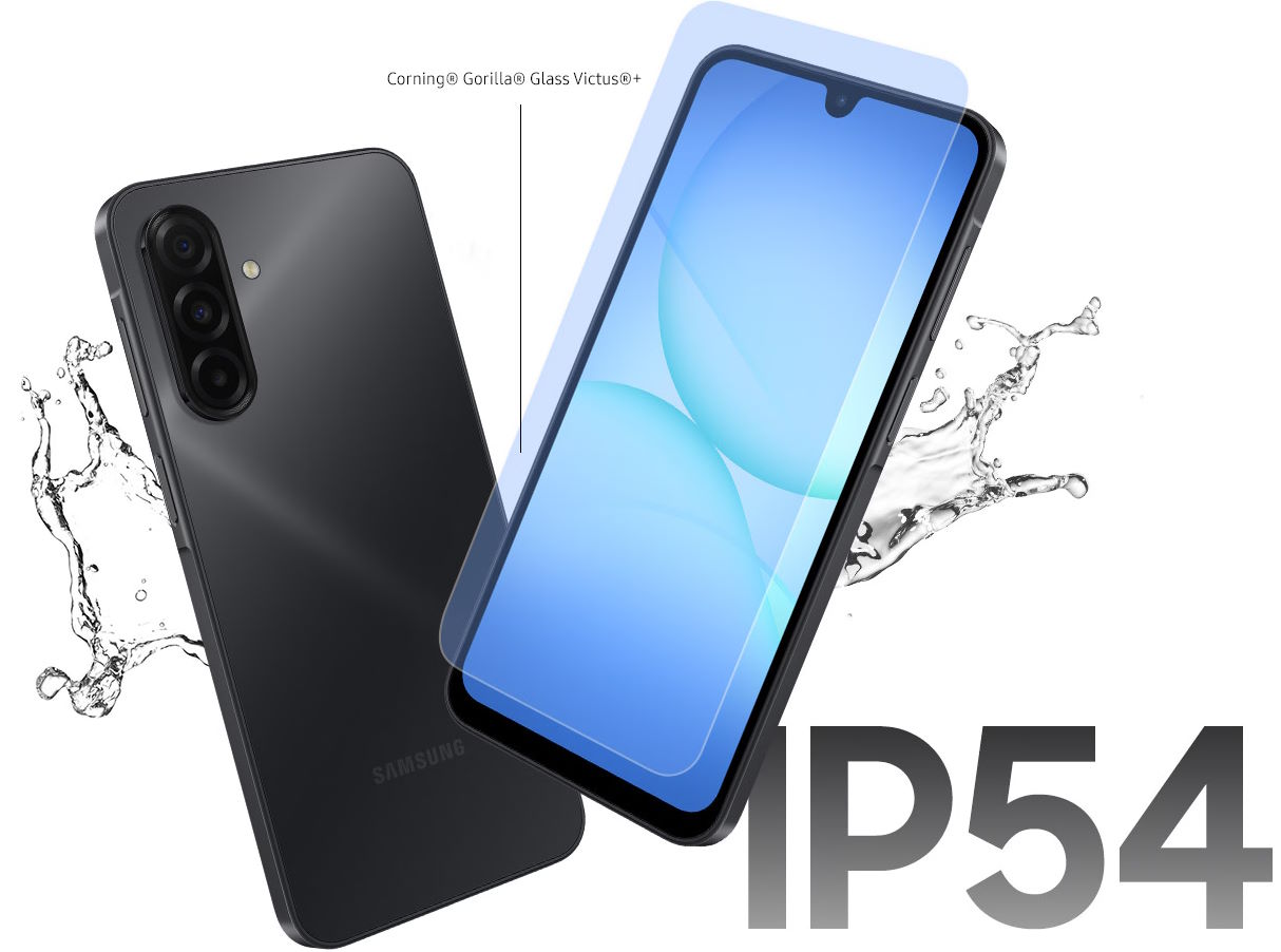 Màn hình bền bỉ với kính cường lực Corning Gorilla Glass Victus+ Samsung Galaxy A17 (SM-A175F/DS)