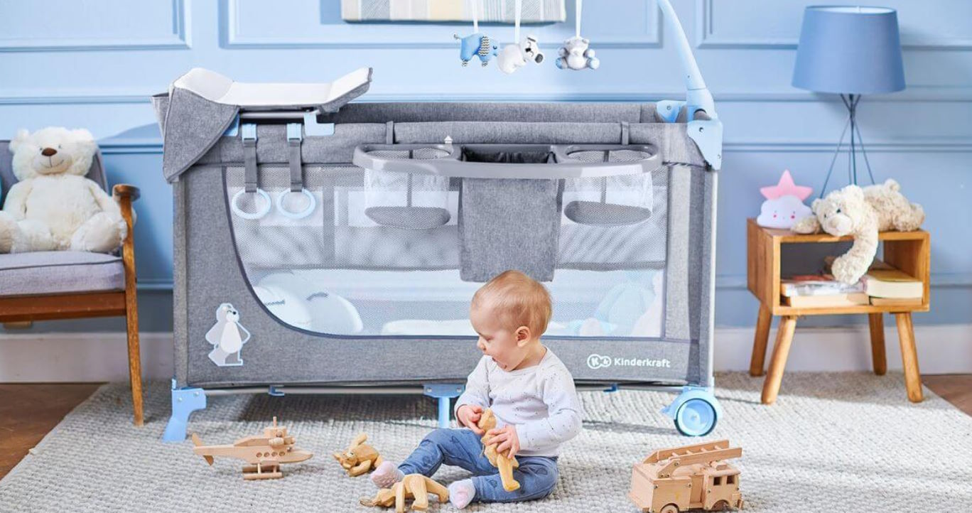 Thiết kế hiện đại – Gấp mở nhanh, an toàn vượt trội Nôi ngủ cho bé Kinderkraft Joy (KK.JOY-W.ACCE) có đồ chơi treo nôi