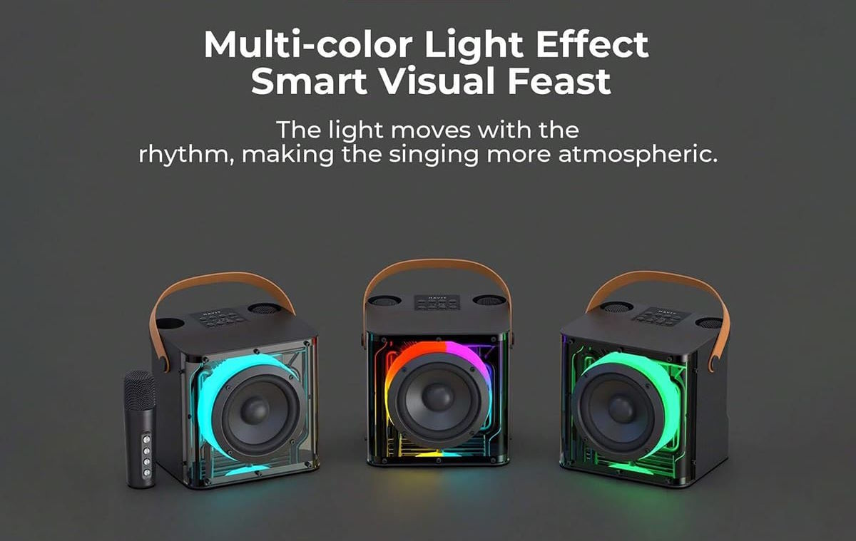 Thiết kế nhỏ gọn – Đèn LED đa sắc nổi bật Loa bluetooth Havit SK822BT