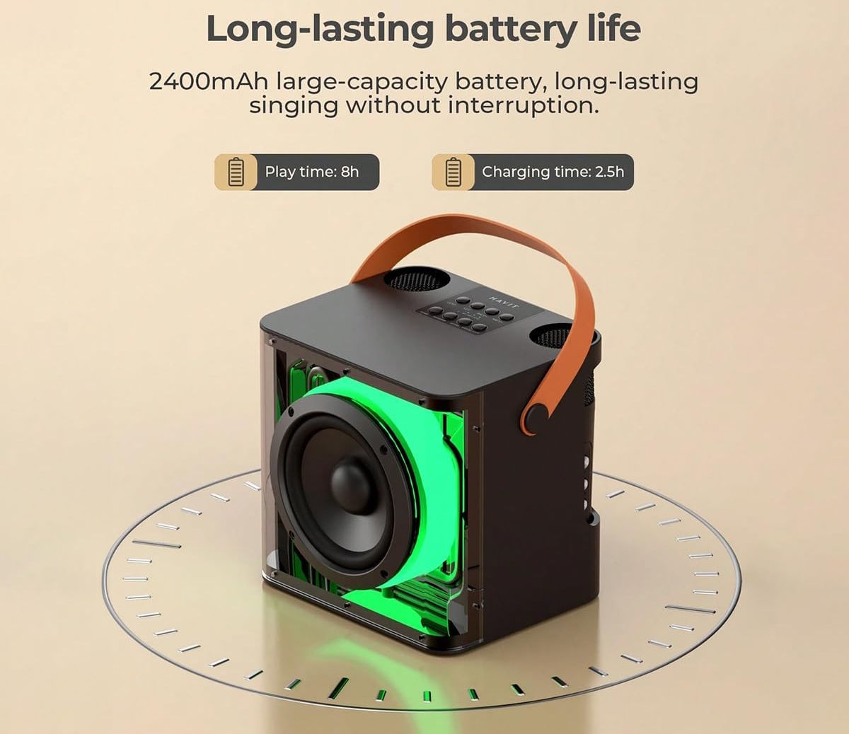 Pin 2.400mAh – Hoạt động liên tục 8 giờ Loa Havit SK822BT