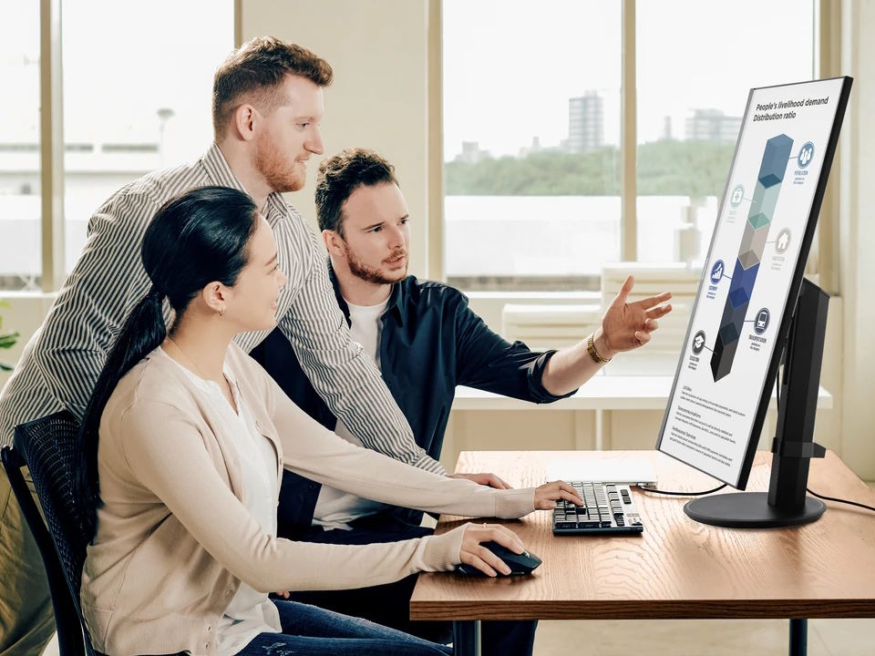 Thiết kế công thái học, tối ưu không gian làm việc Màn hình doanh nghiệp công thái học ViewSonic VG2708U-2K