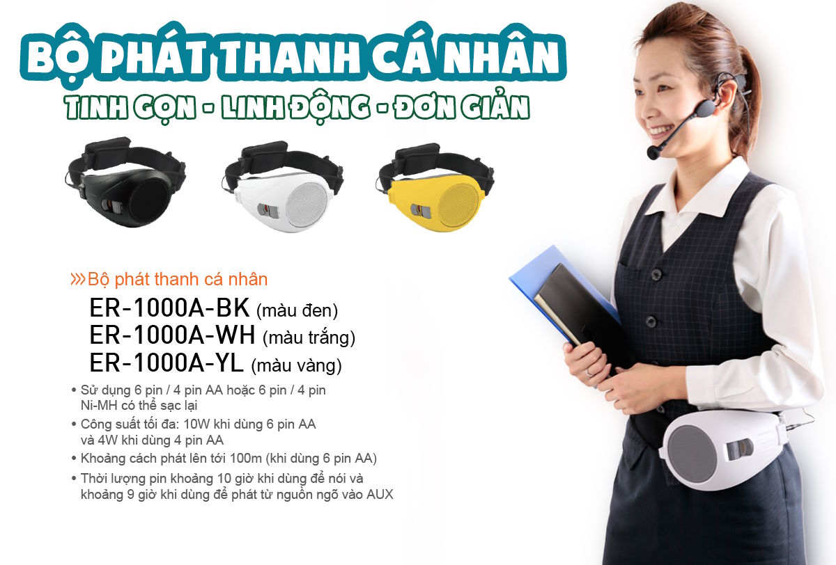 Thiết kế nhỏ gọn – Đeo hông tiện dụng Megaphone đeo hông TOA ER-1000A