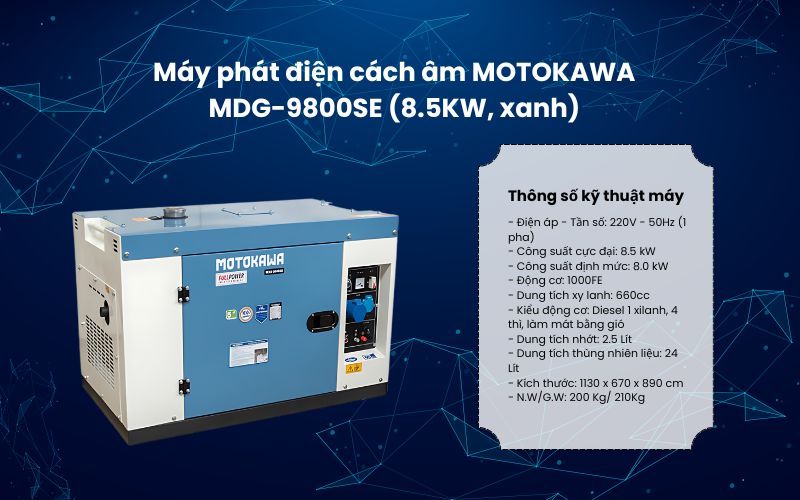 Máy phát điện cách âm Motokawa MDG-9800SE (8.5KW) Máy phát điện cách âm Motokawa MDG-9800SE (8.5KW)