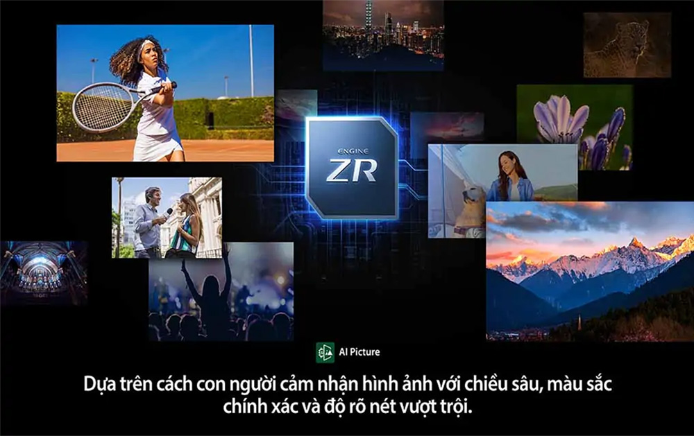 Công nghệ AI Picture Optimizer giúp hình ảnh hiển thị sắc nét, sáng hơn Tivi 4K