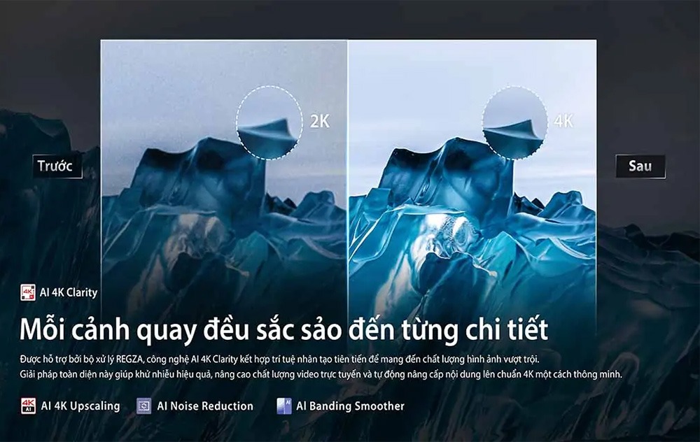 85M450RP cho mỗi cảnh quay đều sắc nét nhờ công nghệ AI 4K Clarity 85M450RP