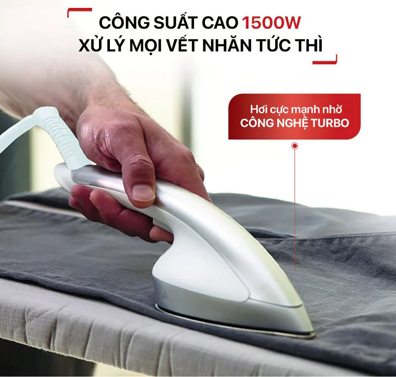Công nghệ hơi nước mạnh mẽ, là phẳng nhanh gấp 3 lần Bàn là hơi nước đứng Tefal IXEO Plus QT1411K0